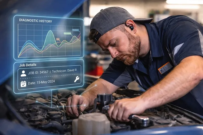 Tablet mounted on bay · KAVINEX dashboard glowing