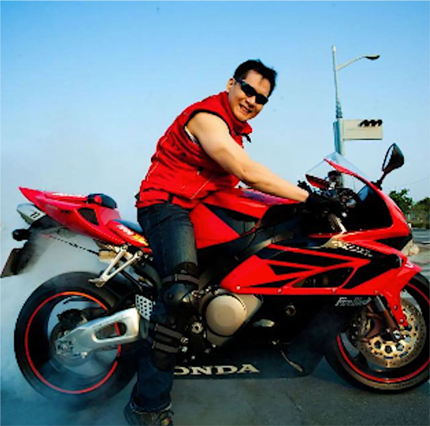 Ron from Scooteria on a motorbike