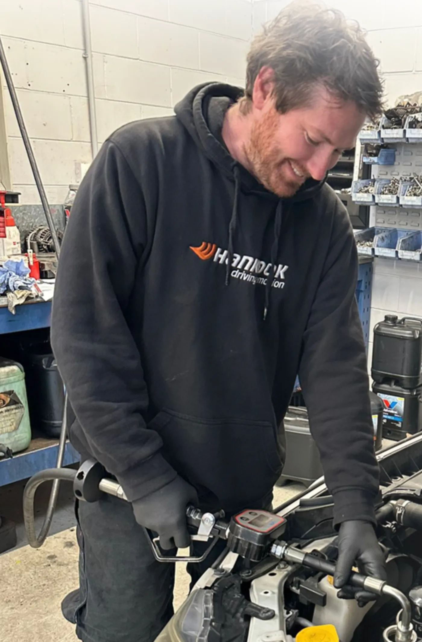 Technician at Wairau Motors on the workshop floor